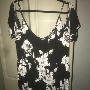 Boohoo black and white cold shoulder romper